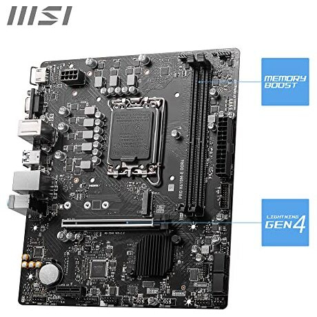 Msi Pro H610M-E Ddr4 Motherboard, Micro-Atx - Supports 14Th/13Th/12Th Gen Intel Core Processors, Lga 1700-2 X Dimms (3200Mhz), 1X Pcie 4.0 X16 Slot, 1 X M.2 Gen3, Usb 3.2 Gen1, 1G Lan, Hdmi 1.4 & Vga