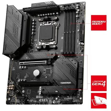 Msi Mag B650 Tomahawk Wifi Motherboard, Atx - Supports Amd Ryzen 7000 Series Processors, Am5-14 Duet Rail 80A Vrm, Ddr5 Memory Boost 6400+Mhz/Oc, 2 X Pcie 4.0 X16, 3 X M.2 Gen4