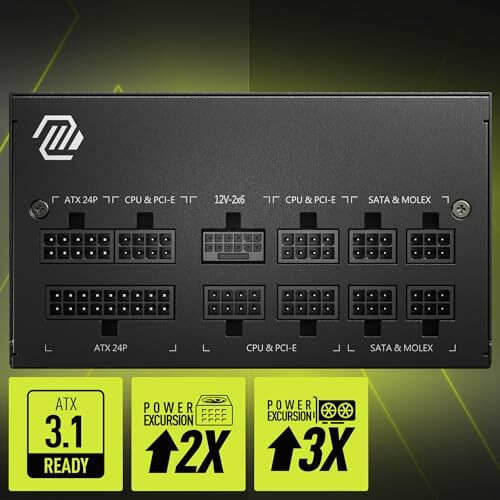 Msi Mag A750Gl Pcie5 Power Supply Unit, 750W, 80 Plus Gold, Fully Modular, Atx 3.0, Pcie 5.0 Gpu Support, 120Mm Fdb Fan, Full-Bridge Llc, Flat Black Cables - 7 Year Warranty