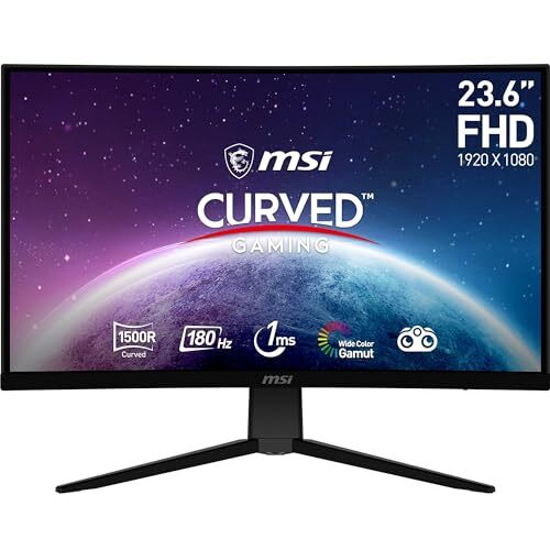 Msi G2422C 23.6 Inch Fhd Curved Gaming Monitor - 1500R 1920 X 1080 Va Panel, 180Hz / 1Ms, Adaptive Sync - Dp 1.2A, Hdmi 2.0B Cec