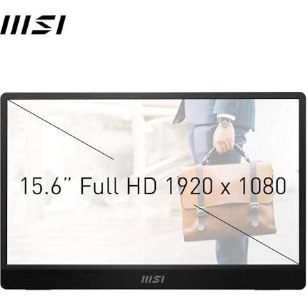 Msi Pro Mp161 E2 15.6 Inch Full Hd Portable Monitor - 1920 X 1080 Ips Panel, 60Hz, Eye-Friendly Screen (Pc, Laptop, Mobile), Speakers, Enhanced Chassis & Kickstand - Mini-Hdmi 2.0B, 2 X Usb Type-C