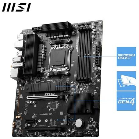 Msi Pro B650-S Wifi Proseries Motherboard (Amd Am5, Atx, Ddr5, Pcie 4.0, M.2, Sata 6Gb/S, Usb 3.2 Gen 2, Hdmi/Dp, Wi-Fi 6E, Amd Ryzen 7000 Series Desktop Processors)