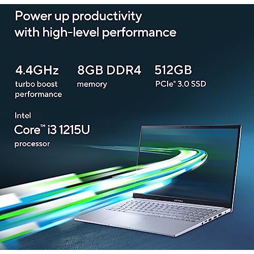 Asus Vivobook 15 (2022), Intel Core I3-1215U, 12Th Gen, 8Gb Ram, 512Gb Ssd, Fhd, 15.6"/39.62Cm, Windows 11, Ms Office 2021, Icelight Silver, 1.7Kg, X1502Za-Ej322Ws, Backlit Kb Laptop