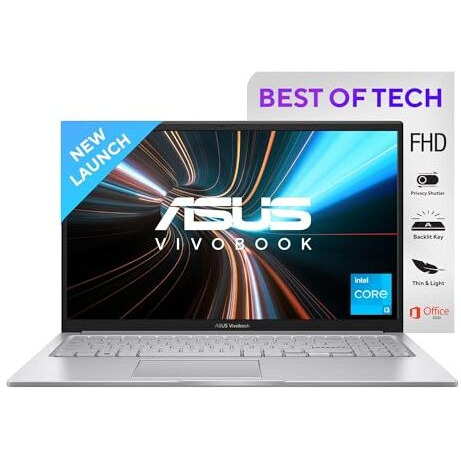 Asus Vivobook 15, Intel Core I3-1215U, 16Gb Ram, 512Gb Ssd, Fhd 1920X1080, 1.2 Ghz, 15.6", Windows 11, Ms Office Home, Cool Silver, 1.7Kg, X1504Za-Nj342Ws, Integrated Graphics, Thin & Light Laptop