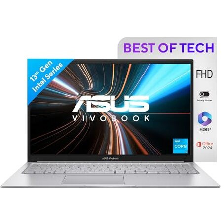 Asus Vivobook 15, 15.6" Fhd (1920 X 1080), Intel Core I3-1315U, (16Gb Ram/512Gb Ssd/Intel Uhd/Win 11/M365 Basic (1Year)*/Backlit Keyboard/Office Home 2024/Cool Silver/1.70 Kg), X1504Va-Nj2324Ws