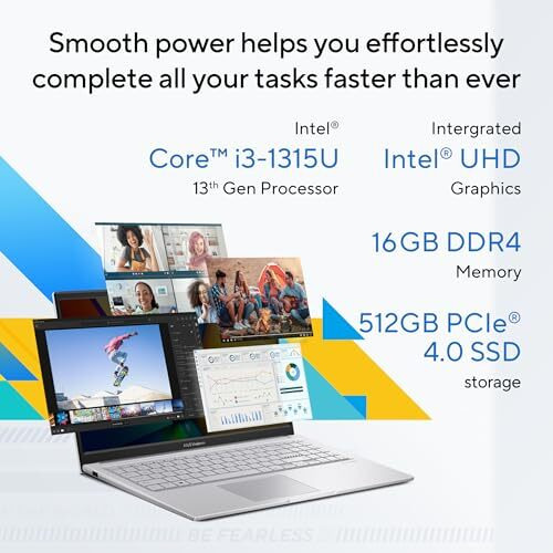 Asus Vivobook 15, 15.6" Fhd (1920 X 1080), Intel Core I3-1315U, (16Gb Ram/512Gb Ssd/Intel Uhd/Win 11/M365 Basic (1Year)*/Backlit Keyboard/Office Home 2024/Cool Silver/1.70 Kg), X1504Va-Nj2324Ws