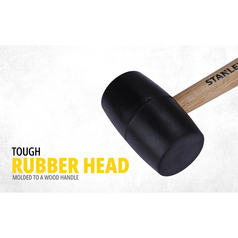 Stanley Stht57528-8 Rubber Mallet For Masonry, Woodwork, Fittings For Home, Diy, Mechanic, Industrial & Professional Use, 680 Gm, Yellow & Black