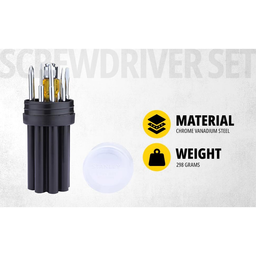 Stanley Stht60573-8B 8 Pcs Screwdriver Set - Yellow & Black
