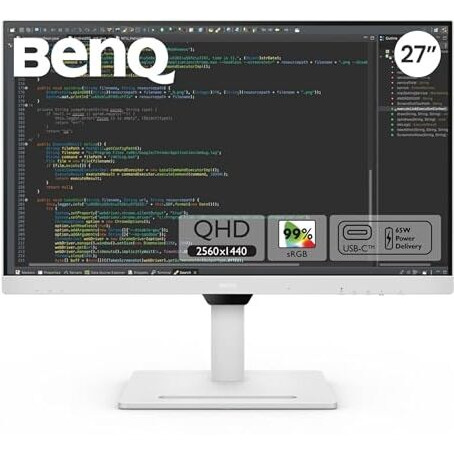 Benq Gw2790Qt 27" Ips 2K Qhd Monitor| Usb-C (65W Pd)| Coding Mode| 99%Srgb|Daisy Chain| Height Adjust| 75Hz| Eye Safe Certified| Brightness Intelligence| Noise Filter Speakers| Hdmi|Dp|Usb Hub (White)