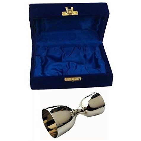 Akanksha Arts Silver Coating Peg Measure, Jigger, Peg Measurer, Bar Set Made Of Brass - 30 Ml / 60 Ml Peg Measure - With Decorative Box