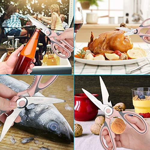 Temeisi Kitchen Shears, 2-Pack Safe Food Scissors Heavy Duty, Ultra Sharp Premium Multi-Function Cooking Scissors, Meat Scissors With Comfortable Handle
