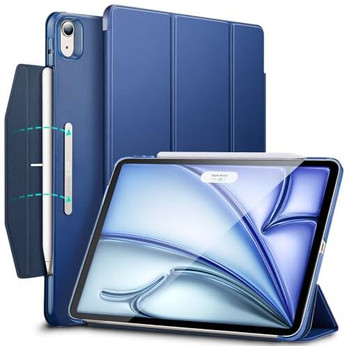 Esr For Ipad Air 11 Inch Case M3/M2 (2025/2024), Ipad Air 7Th/6Th/5Th/4Th Generation Cover Case 2022/2020, Smart Trifold Stand With Clasp, Support Pencil Pro/Usb-C Charging, Ascend Series, Navy Blue