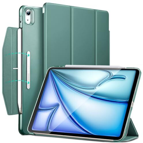 Esr For Ipad Air 11 Inch Case M3/M2 (2025/2024), Ipad Air 7Th/6Th/5Th/4Th Generation Cover Case 2022/2020, Smart Trifold Stand With Clasp, Support Pencil Pro/Usb-C Charging, Ascend Series, Green
