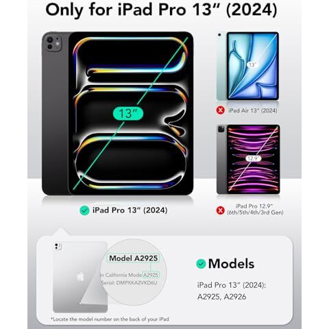 Esr 2 Pack Armorite Screen Protector For Ipad Pro 13 Inch M4 (2024), Tempered-Glass Film With Easy Application Tray, Military-Grade Protection, Scratch Resistant, Hd Clarity