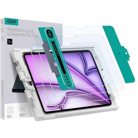 Esr 2 Pack Screen Protector For Ipad Air 13 Inch M3/M2 (7Th/6Th Generation, 2025/2024), 9H Tempered Glass Screen Guard With Easy Application Tray, Scratch Resistant, Bubble Free, Hd Clarity Film
