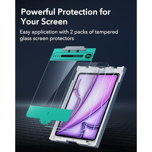 Esr 2 Pack Screen Protector For Ipad Air 13 Inch M3/M2 (7Th/6Th Generation, 2025/2024), 9H Tempered Glass Screen Guard With Easy Application Tray, Scratch Resistant, Bubble Free, Hd Clarity Film