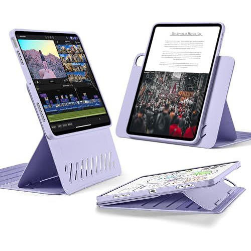 Esr For Ipad Air 11 Inch Case M3/M2 (2025/2024), Ipad Air 7Th/6Th/5Th/4Th Gen Cover (2022/2020), Removable Magnetic Cover, Adjustable Portrait/Landscape Stand With Raised Screen View, Light Purple
