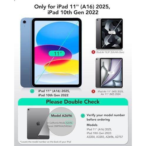 Esr For Ipad (A16) 11Th Generation Cover, Ipad 11Th/10Th Gen Cover (2025/2022), Vertical Stand Case, Multi Stand Angles, Ultra-Stable Case With Pencil Holder, Flip Magnetic Series, Blue