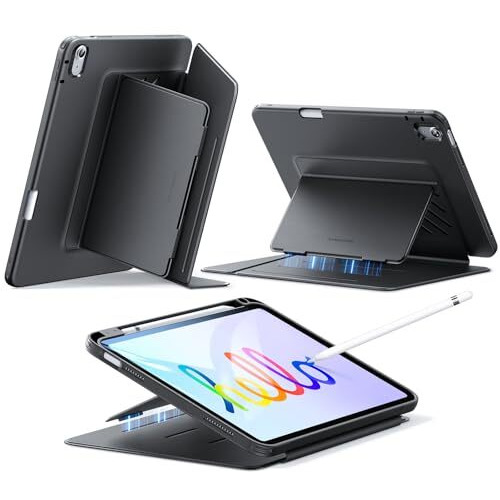 Esr For Ipad (A16) 11Th Generation Cover, Ipad 11Th/10Th Gen Cover (2025/2022), Vertical Stand Case, Multi Stand Angles, Ultra-Stable Case With Pencil Holder, Flip Magnetic Series, Black