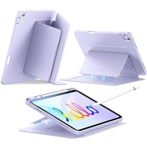 Esr For Ipad (A16) 11Th Generation Cover, Ipad 11Th/10Th Gen Cover (2025/2022), Vertical Stand Case, Multi Stand Angles, Ultra-Stable Case With Pencil Holder, Flip Magnetic Series, Light Purple