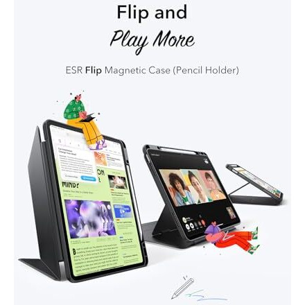 Esr For Ipad Air 13 Inch Case (2025/2024), Vertical Stand Cover, Multi Stand Angles, Ultra-Stable Case For Ipad Air 13 With Pencil Holder, Flip Magnetic Series, Black