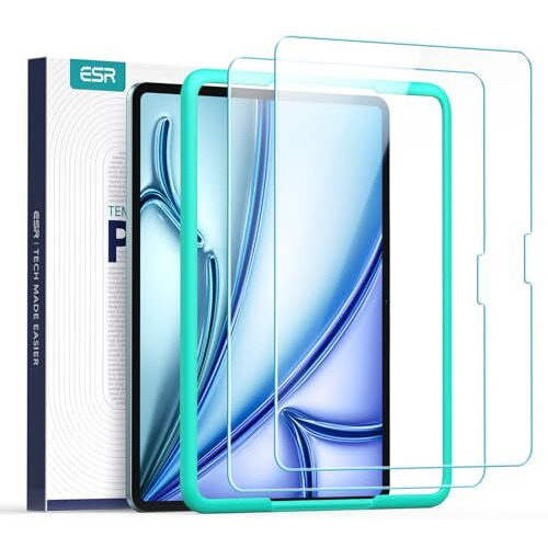 Esr 2 Pack Screen Protector For Ipad Air 11 Inch M3/M2 (7Th/6Th Generation, 2025/2024), 9H Tempered Glass Screen Guard With Alignment Frame, Anti-Scratch, Bubble Free, Apple Pencil Compatible