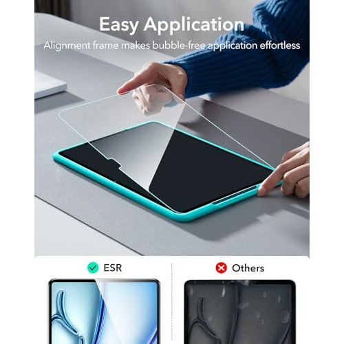 Esr 2 Pack Screen Protector For Ipad Air 11 Inch M3/M2 (7Th/6Th Generation, 2025/2024), 9H Tempered Glass Screen Guard With Alignment Frame, Anti-Scratch, Bubble Free, Apple Pencil Compatible