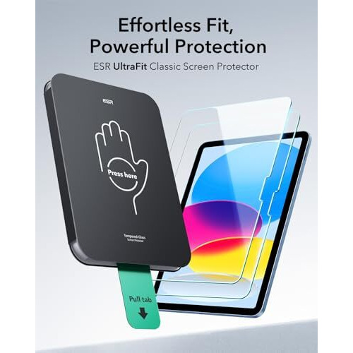 Esr 2 Pack Screen Guard For Ipad 11Th/10Th Generation A16 (11/10.9 Inch,2025/2022), 9H Tempered Glass Screen Protector With Ultra Fit Tray, Apple Pencil Support, Scratch Resistant, Hd Clarity