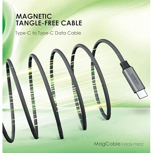 Oraimo Magnetic Tangle-Free Design |60W Fast Charging Experience |Self-Aligning | High Speed Transfer| Type-C To Type-C 1M Cable| Iphone & Ipad Compatible | Black