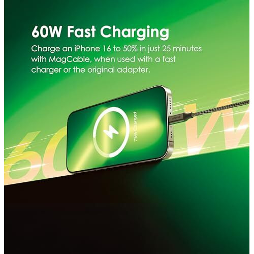 Oraimo Magnetic Tangle-Free Design |60W Fast Charging Experience |Self-Aligning | High Speed Transfer| Type-C To Type-C 1M Cable| Iphone & Ipad Compatible | Black
