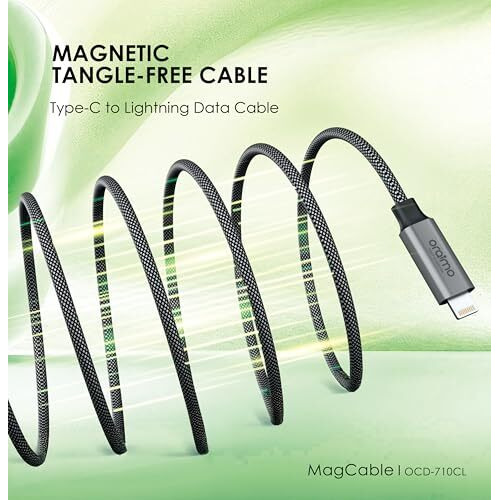 Oraimo Magnetic Tangle-Free Design |20W Fast Charging Experience |Self-Aligning | High Speed Transfer| Type-C To Lightning 1M Cable| Iphone & Ipad Compatible | Black | 365 Days Warranty