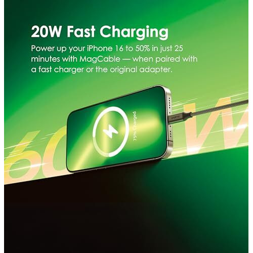 Oraimo Magnetic Tangle-Free Design |20W Fast Charging Experience |Self-Aligning | High Speed Transfer| Type-C To Lightning 1M Cable| Iphone & Ipad Compatible | Black | 365 Days Warranty