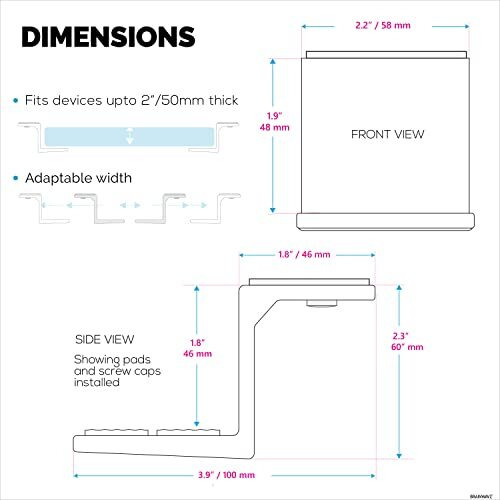 Brainwavz Adhesive Under Desk Laptop Holder Mount, Upto 1.9 / 48Mm Thick, For Laptops Macbook Routers Surface Ipads Tablets & More, Screw-In & Stick-On