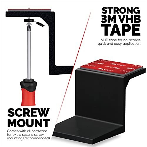 Brainwavz Adhesive Under Desk Laptop Holder Mount, Upto 1.9 / 48Mm Thick, For Laptops Macbook Routers Surface Ipads Tablets & More, Screw-In & Stick-On