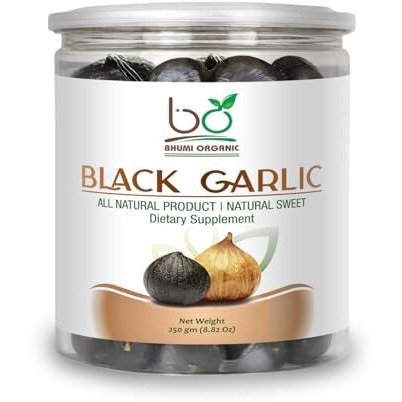 Bhumi Organic Black Garlic Single Clove, Ready To Eat, Aged 90 Days, Highly Nutritious (250 Gm)