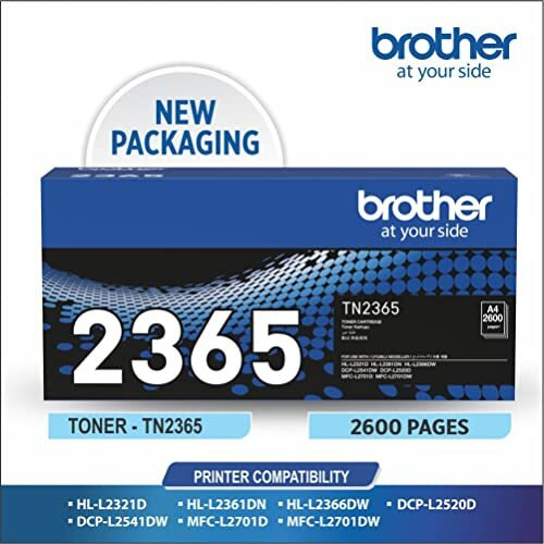 Brother Toner Tn-2365 Has 2600 Pages Yield Compatible With Hl-L2321D Hl-L2361Dn Hl-L2366Dw Dcp-L2520D Dcp-L2541Dw Mfc-L2701D And Mfc-L2701Dw