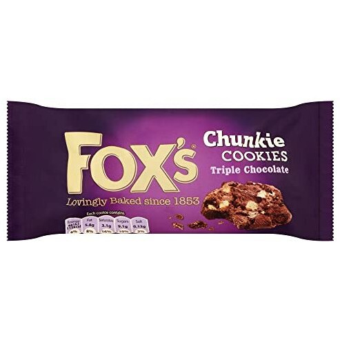 Fox's Biscuit Chunkie Cookies, Triple Chocolate, 180 Gram