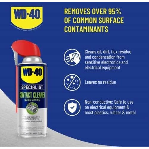 Wd-40 Specialist All Purpose Contact Cleaner 400Ml - Drive Out Dirt, Dust, Oil, Flux Residue, And Moisture From Sensitive Electrical Parts And Equipment With Ease