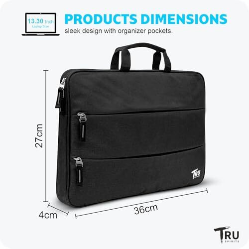 Tru Spirits Laptop Bag/Pouch/Case/Sleeve With Handle & Two Front Accessory Pockets  Compatible With Apple, Dell, Lenovo, Asus, Hp, Samsung, Mi, Macbook & Notebooks (Black, 14.1)
