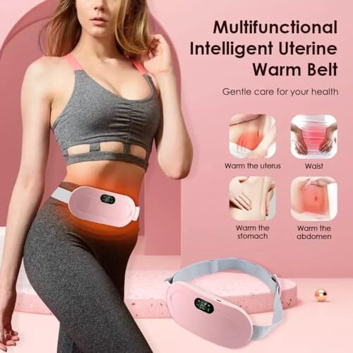 Weptix Portable Cordless Heating Pad For Menstrual Cramps Relief, Heating Pad,3-Speed Temperature Adjustment & 4-Speed Massage Modes,Back&Belly Heating Pad For Women& Girl (Belt Pads Electric_Pink.)