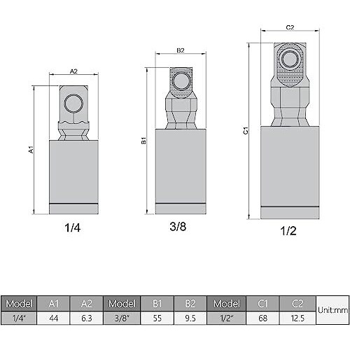Tcco Enterprise Impact Universal Joint Socket Sets 1/4 Inch, 3/8 Inch, 1/2 Inch Swivel Extension Drive U-Joints For Socket Adapter, Bar Extension, 360 Degree Rotation Impact Wrench Accessories(Silver)