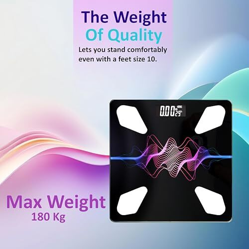 Veeby Digital Electronic Lcd Personal Health Body Fitness Weighing Scale, Weight Machine For Human Body | Accurate Scalling 0.05Lb, Step-On Technology, 6Mm Tempered Glass, 180 Kg Capacity (3D Z-Black)