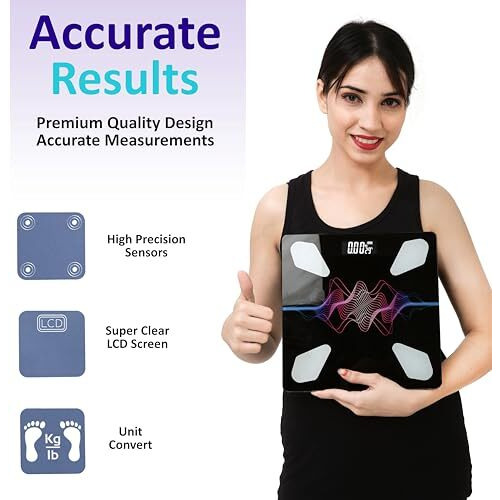 Veeby Digital Electronic Lcd Personal Health Body Fitness Weighing Scale, Weight Machine For Human Body | Accurate Scalling 0.05Lb, Step-On Technology, 6Mm Tempered Glass, 180 Kg Capacity (3D Z-Black)