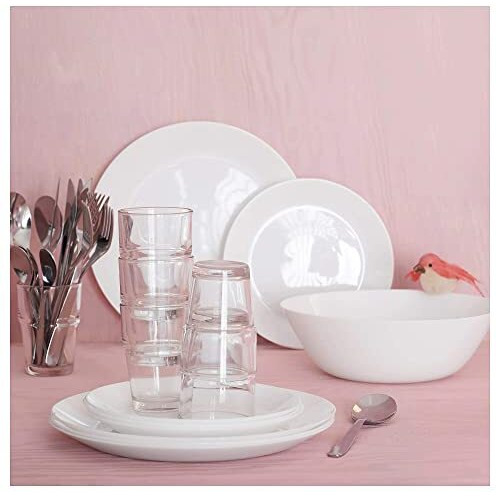 Ikea Tempered Glass Plates (Pack Of 6 Pieces, White, 25 Cm)
