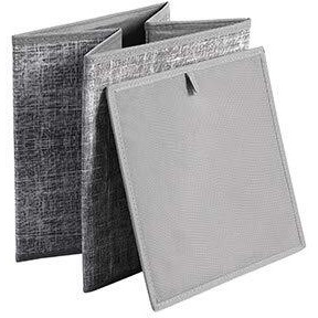 Skyfun (Label) Rectangular Foldable Large Linen Laundry, Clothes, Books, Toys Storage Living Hamper Box With Lid And Handle, Large, Pack Of 2-Grey, Large
