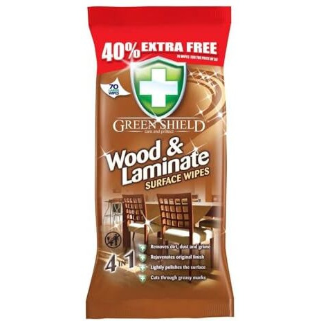 Greenshield Wood And Laminate Surface Wipes - Pack Of 70(Extra Large Wipes)