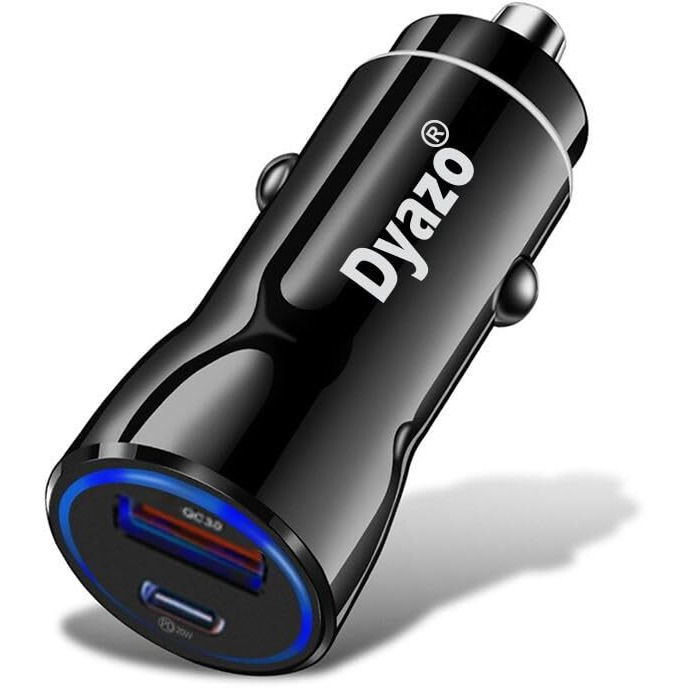 Dyazo 48W Turbo Dual Port Fast Car Charger 48W Total(18W Type C Pd + 30W Usb)| Adapter Compatible For Iphone & Android Smartphones And Tablets (Black)