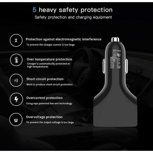 Dyazo 4 Port 36W Usb Fast Car Charger With Quick Charge 3.0 Compatible For Iphone | Samsung | Vivo | Oppo And All Other Phones And Tablets (Black)