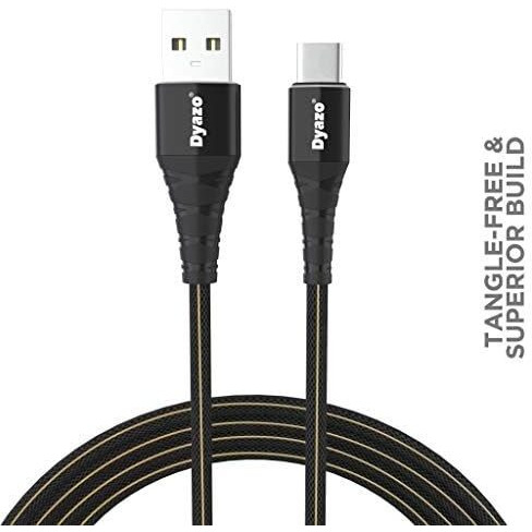 Dyazo 2.8 A Nylon Braided Fast Charging Type C Usb Cable Cord Wire Supports Data & Sync Compatible With Samsung Galaxy S10 E S9 S8 Plus Note 8, Charging Adapter, Smartphone (1M, Black)