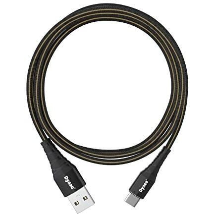 Dyazo 2.8 A Nylon Braided Fast Charging Type C Usb Cable Cord Wire Supports Data & Sync Compatible With Samsung Galaxy S10 E S9 S8 Plus Note 8, Charging Adapter, Smartphone (1M, Black)